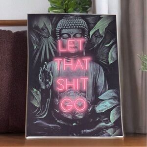 Neon Buddha Art Print - Black and Pink